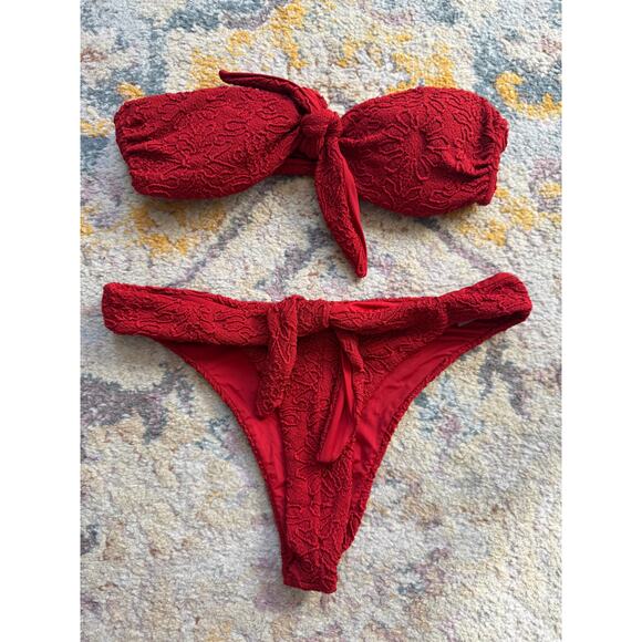 Devon Windsor Textured Red Bikini Set - Picture 8 of 9
